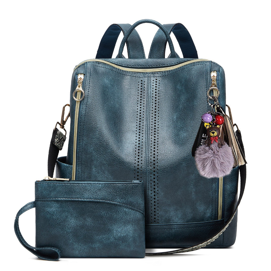 Luxury Leather 2-in-1 Convertible Backpack + Free Pouch