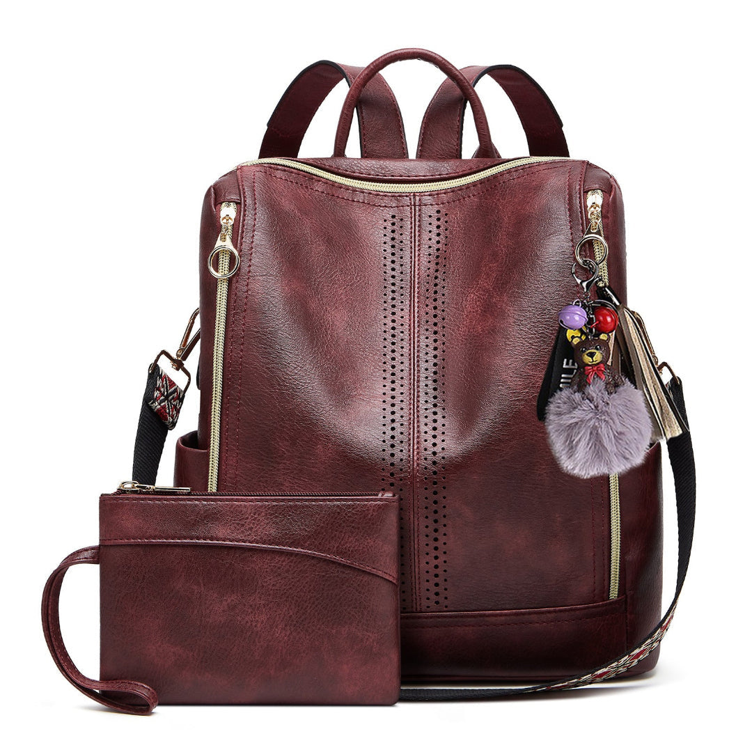 Luxury Leather 2-in-1 Convertible Backpack + Free Pouch