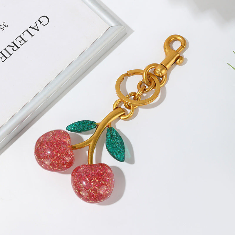 Cherry Bag Pendant Keychain – Exquisite Metal Car & Bag Charm