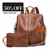 Luxury Leather 2-in-1 Convertible Backpack + Free Pouch