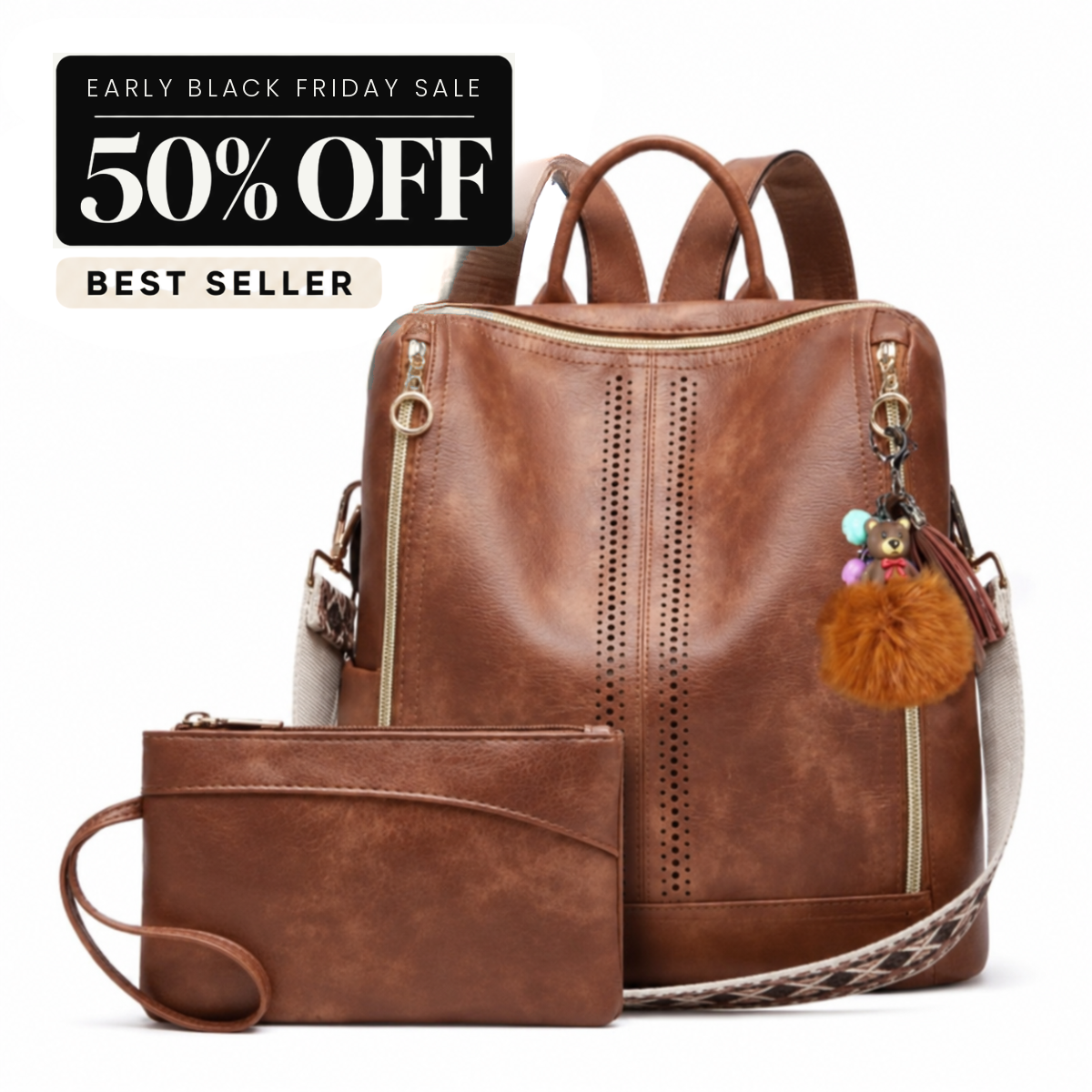 Luxury Leather 2-in-1 Convertible Backpack + Free Pouch